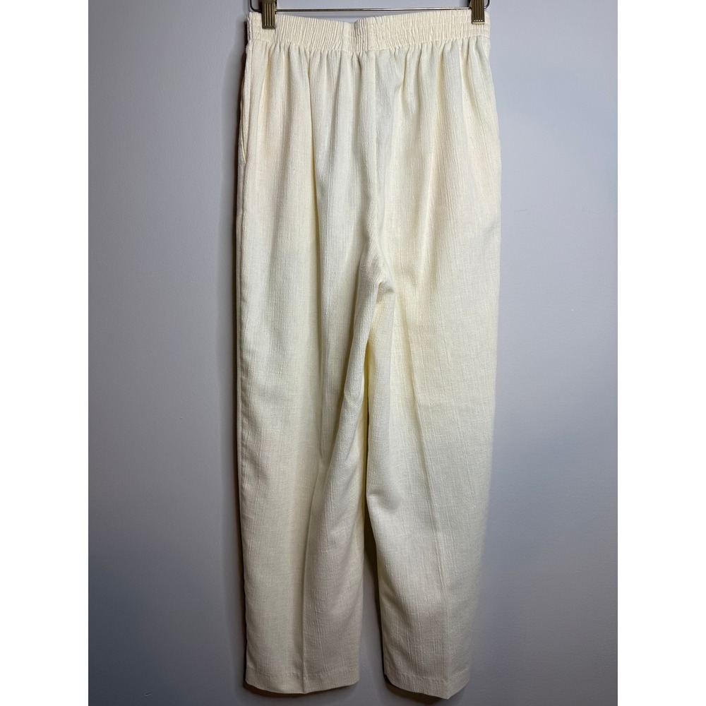 Alfred Dunner Vintage Cream Linen Blend High Rise Elastic Waist Pants sz 10 USA - Picture 7 of 7